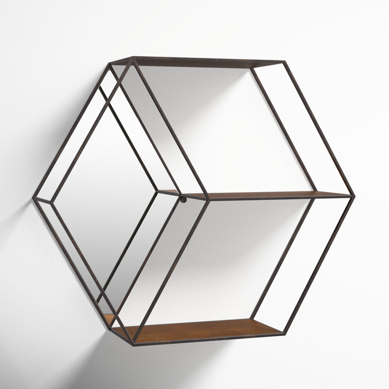 Janna 3 Piece Hexagon Accent Shelf, Brown