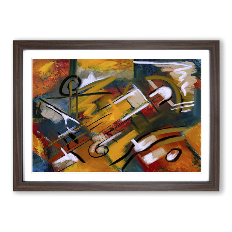 Abstract Art Painting Vol.172 by S.Johnson - Picture Frame Painting Print, Walnut Framed, 48cm H x 65cm W x 2cm D