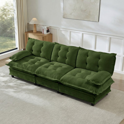 Canapé 107 po 3 places Cloud, canapé modulaire modulaire, canapé moderne à assise profonde pour le salon, coussin de siège confortable en treillis décoré, tissu chenille respirant