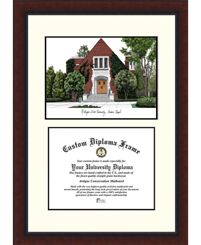 NCAA Scholar Diploma Picture Frame, Michigan State Spartans, H 95 cm x l 18 cm x P 2 cm