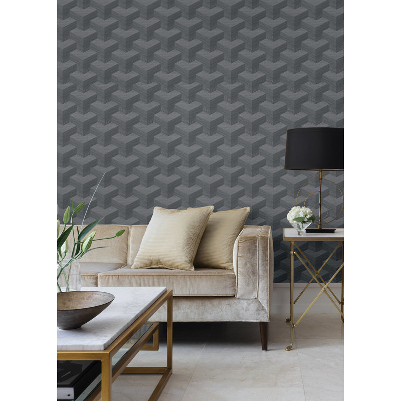 Pierce Geometric Texture Wallpaper, Dark Gray