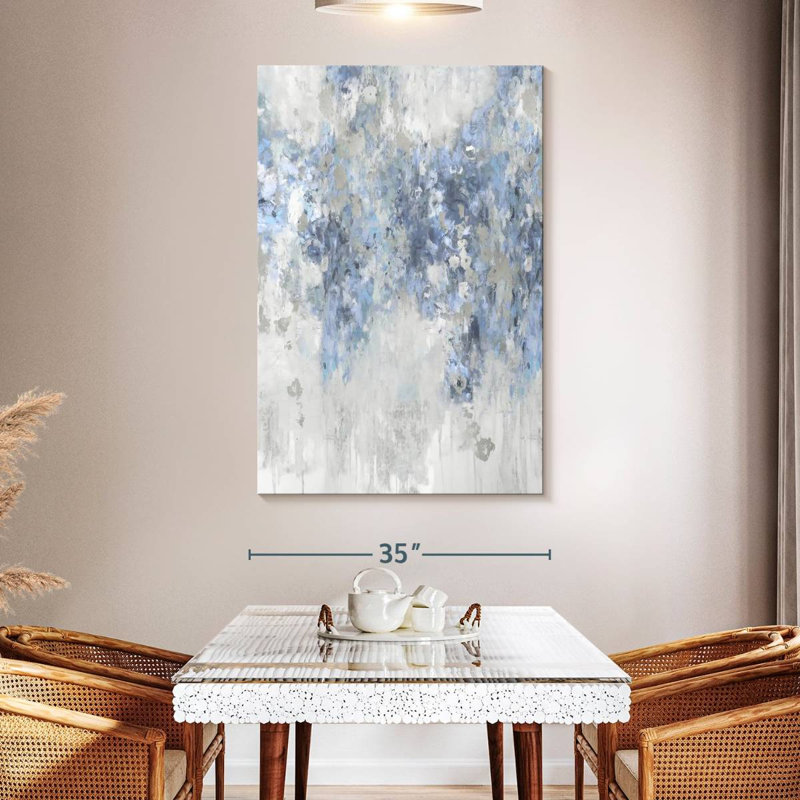 Avery Cascade Blue With Silver, 51" H x 34" W