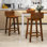 2 tabourets de bar en bois massif PCS, chaises de comptoir pour la maison et la cuisine 24,5 po avec dossier bas et repose-pieds