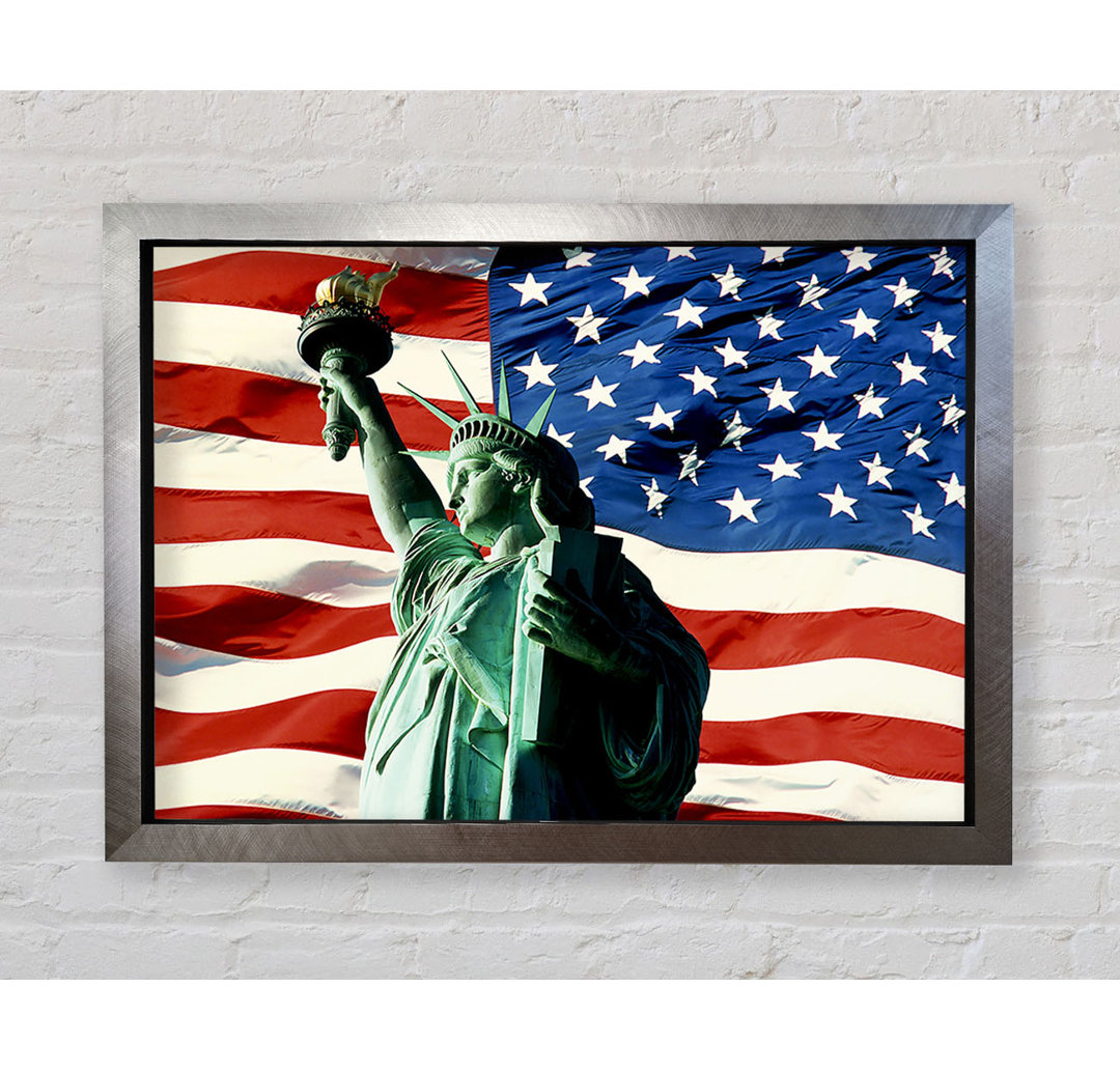 Stars And Stripes With Lady Liberty - Einzelner Bilderrahmen Kunstdrucke