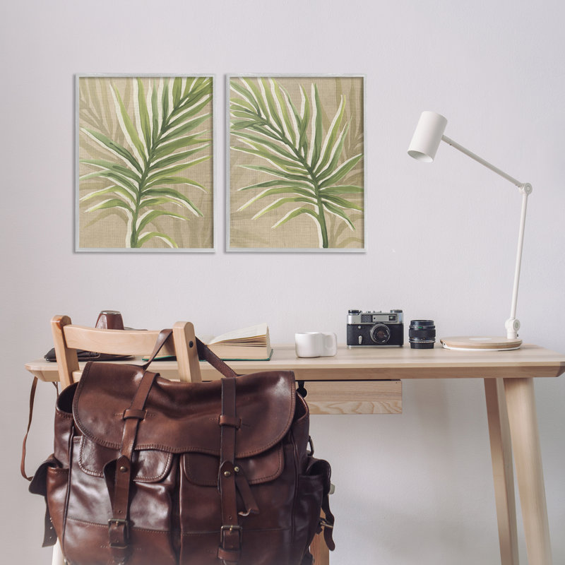 Feuilles de palmier naturelles, ensemble de 2 giclées encadrées, design par June Erica Vess, H 20 po x l 16 po
