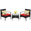 Ensemble de conversation de patio en rotin avec coussins 3 pièces-1189316502