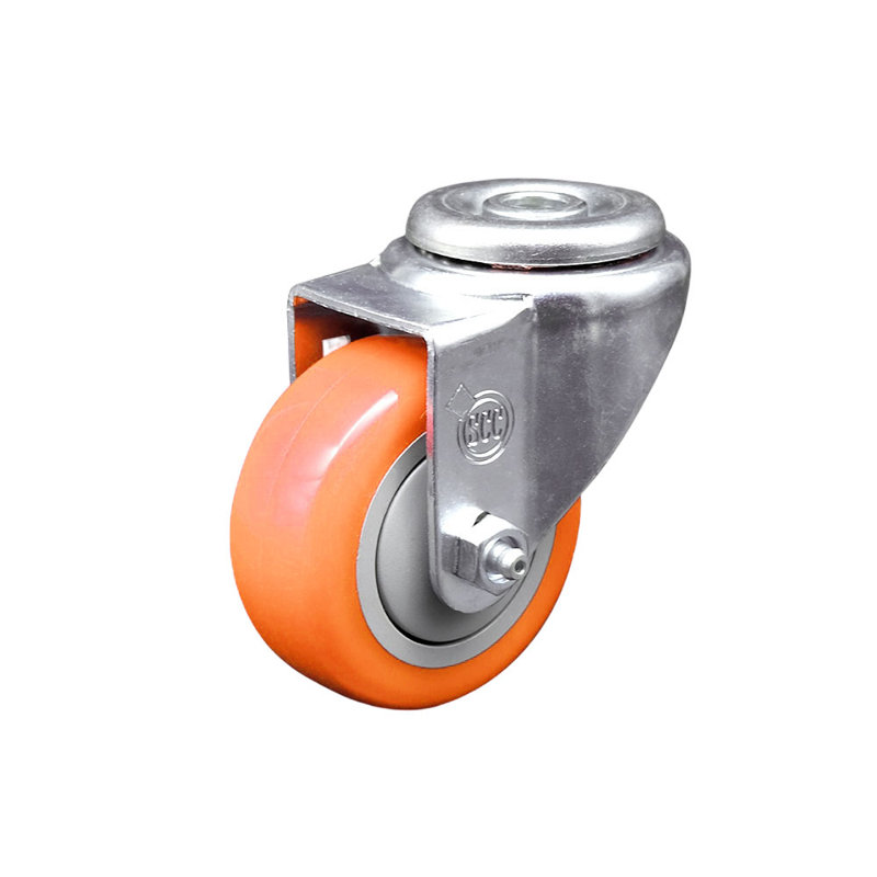 Roulettes pivotantes de 3 pouces en polyuréthane orange