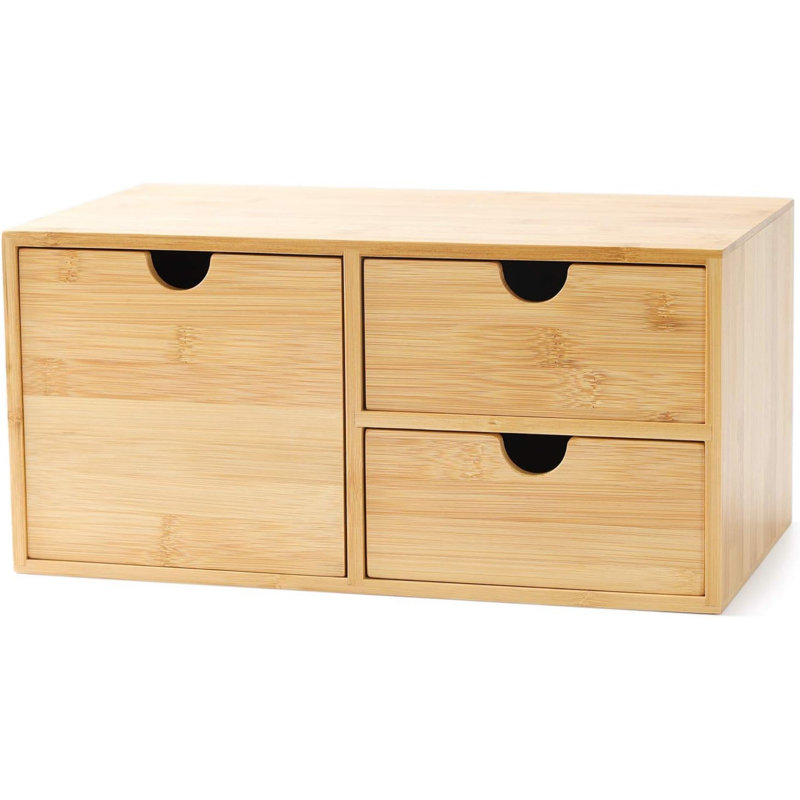 Boîte de rangement de tiroir de table en liège, organisateur de rangement de table avec tiroirs, convient aux bureaux, maisons, coiffeuses, etc. Peut contenir des articles de toilette et ne nécessite pas d'assemblage (3 tiroirs)