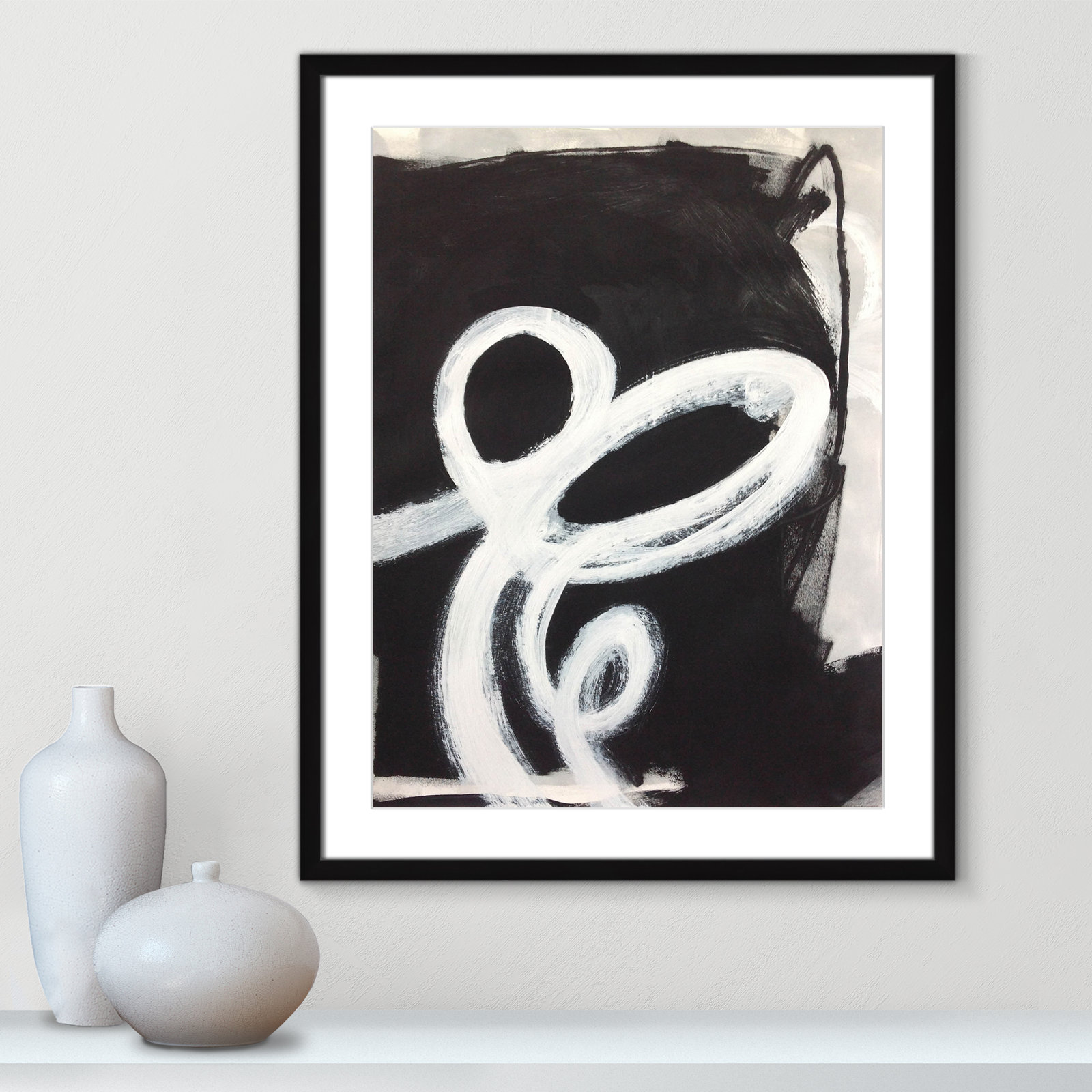 Bronte "Swirly Swirls II" Print, 29.5" H x 23.5" W x 2" D, Black Single Picture Frame, Yes