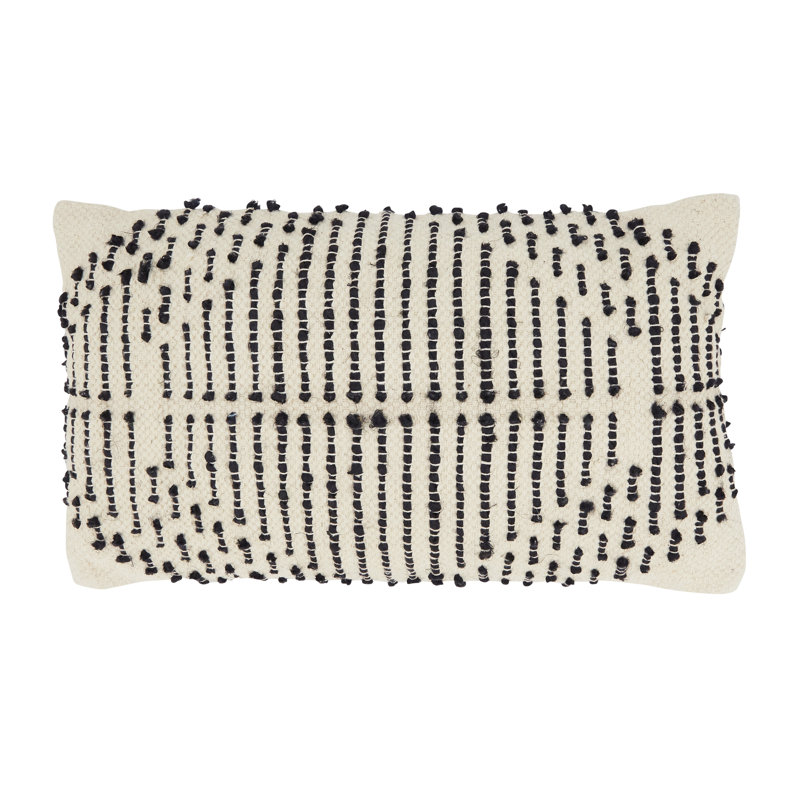 Mckinley Collection Geometric Cotton Blend Throw Pillow, Black, Down Blend