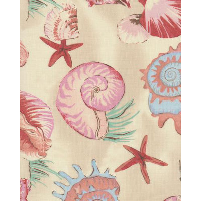 Seashells Fabric - Main Print Tan/Pink