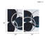 2 art mural contemporain sur toile - Cercle bleu marine, argent 24 x 36 pouces, abstrait moderne, intérieur 24 "x 36"