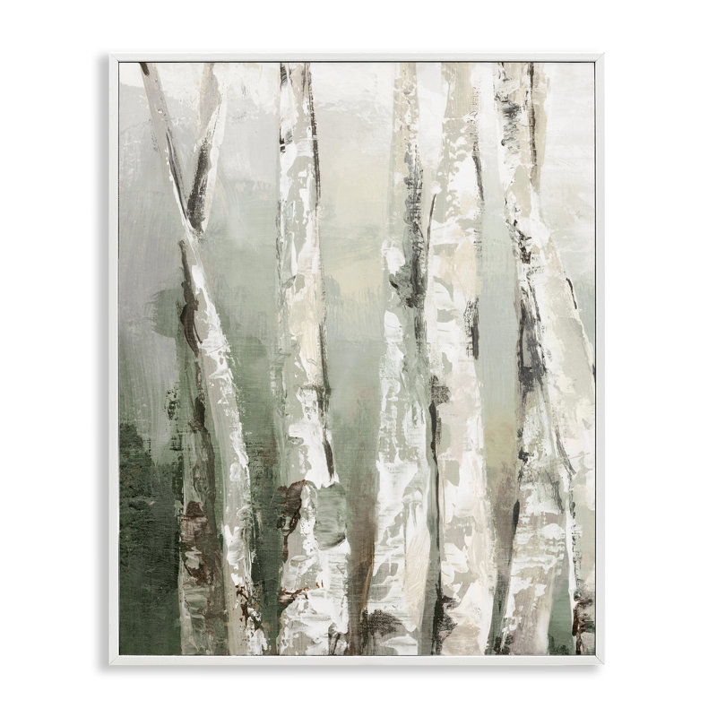 Estampe numérique Birch Green Forest, design par Luna Mavis, H 30 po x l 24 po, Estampe numérique encadrée blanc bord de mer