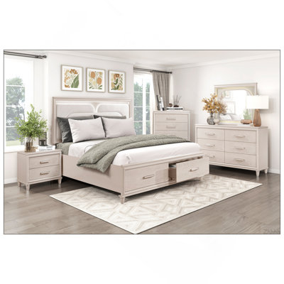 Lit plateforme moderne de luxe avec rangement au pied de lit et tête de lit tapissier avec lumière DEL