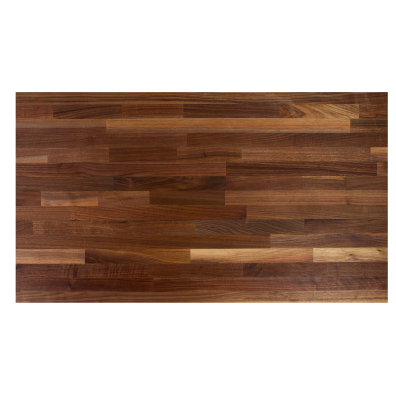 Blended Walnut Solid Wood Kitchen Island Countertop with Casters