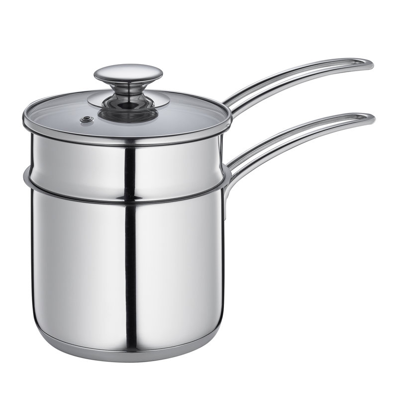 1.6 Quart Stainless Steel Double Boiler with Glass Lid