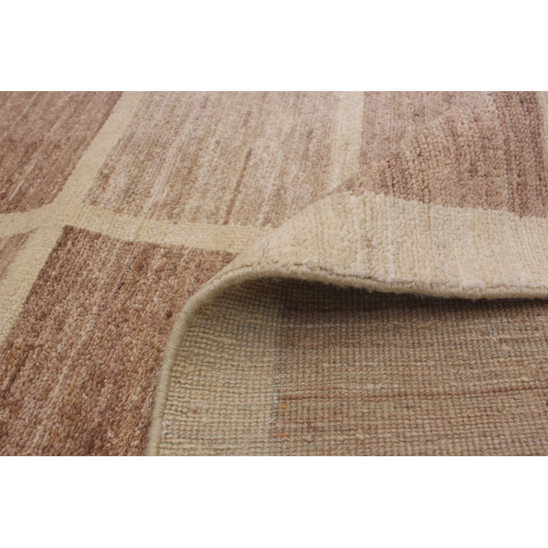 Tapis crème / brun en laine noué à la main Aerolynn