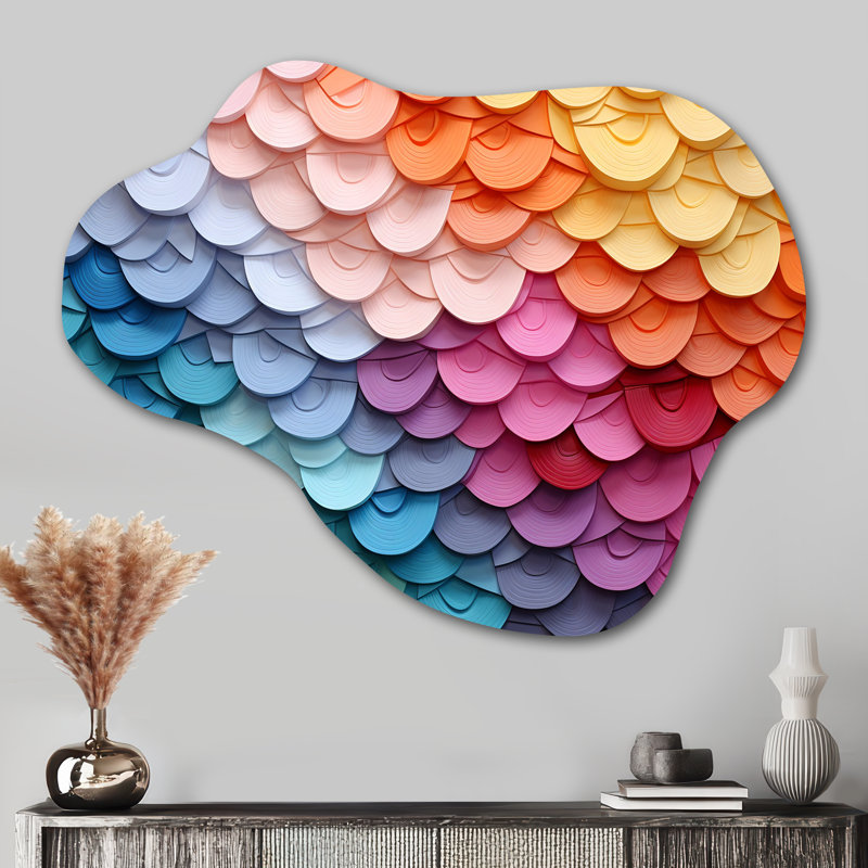 Opt Opt Harmonious Spectrum II - Cloud Op Art, reproduction d'art asymétrique en métal, H 27 po x l 35 po