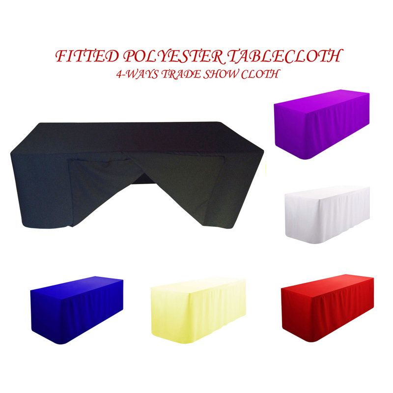 Fitted 100% Polyester Tablecloth Premium Qualitytable Cover 4 Feet Diameter, White, 60.96cm W x 121.92cm L