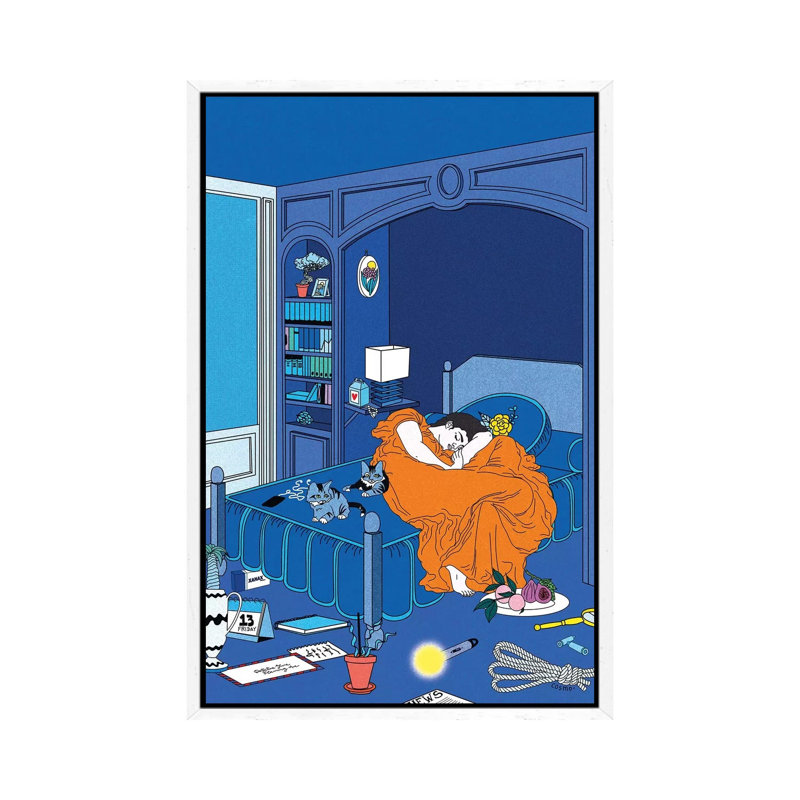 Flaming June by Cosmo - Print on Canvas, 101.6cm H x 20.32cm W x 3.81cm D, White Framed Canvas