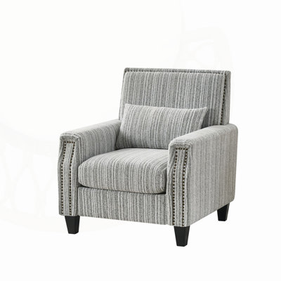 Modern Upholstered Accent Armchair with Nailhead Trim, High-Density Foam Padding, and Solid Wood Frame for Versatile Seating.