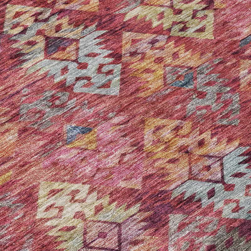 Helissa Orange Washable Indoor-Outdoor Rug - , 2'6" x 3'10"
