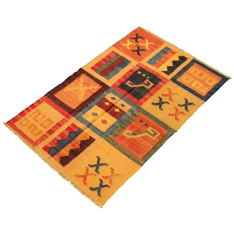 Tapis de zone en laine anatolian 4 pi x 6 pi 2 po one-of-kind-noué la main