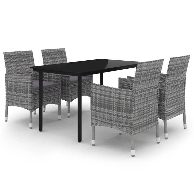 Rectangular 55.1" Long Dining Set with Cushions, Gray, Gray, 4
