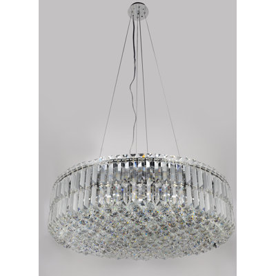 Lustre cylindrique unique et remarquable à 12 lumières avec accents de cristal Willowick