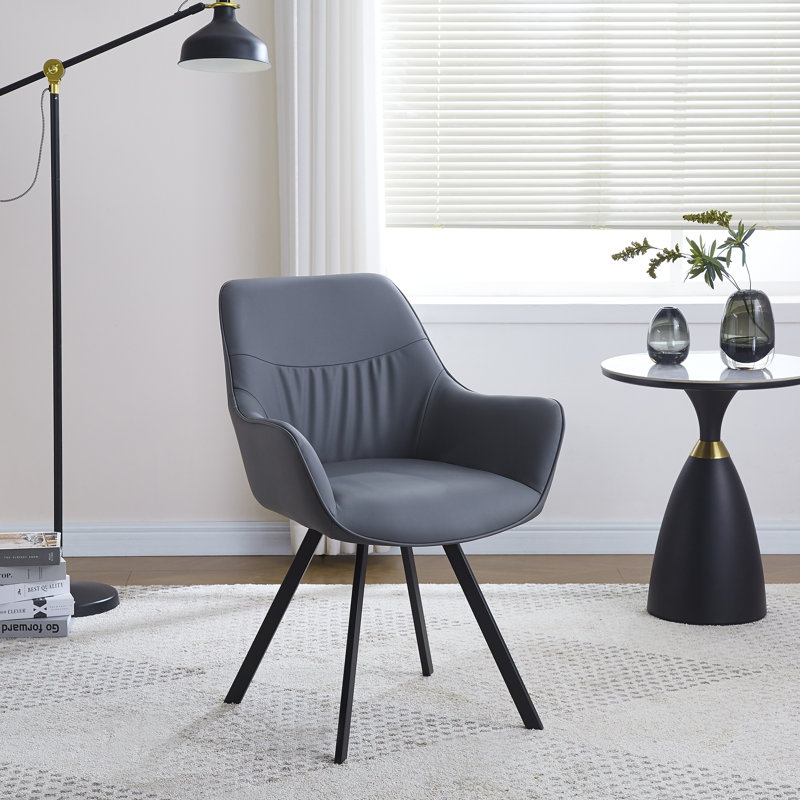 Thane 48cm H Upholstered Metal Upholstered Back Armchair, Dark Grey