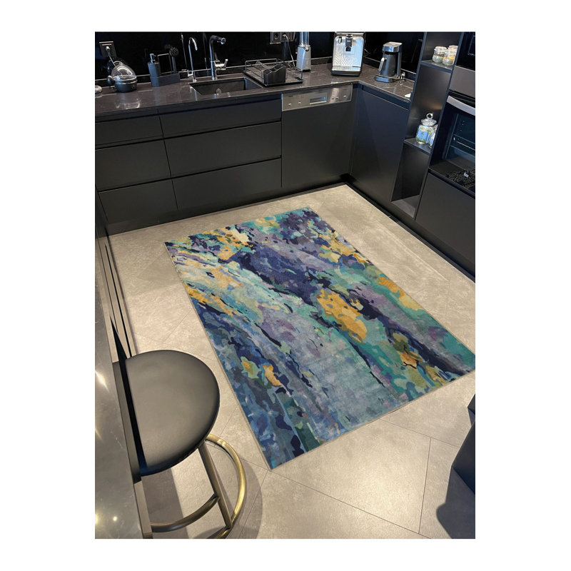 Multi Color Abstract Paint Splatter Pattern Creative Modern Decorative Machine Washable Area Rug, Rectangle 4'7'' x 6'7''