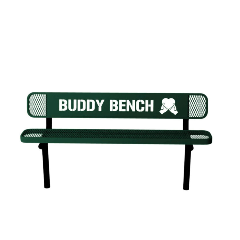 Banc d'appoint Buddy Bench, vert texturé, extensible, 1,83 m, avec dossier, à encastrer dans le sol, Banc Buddy 6 pi