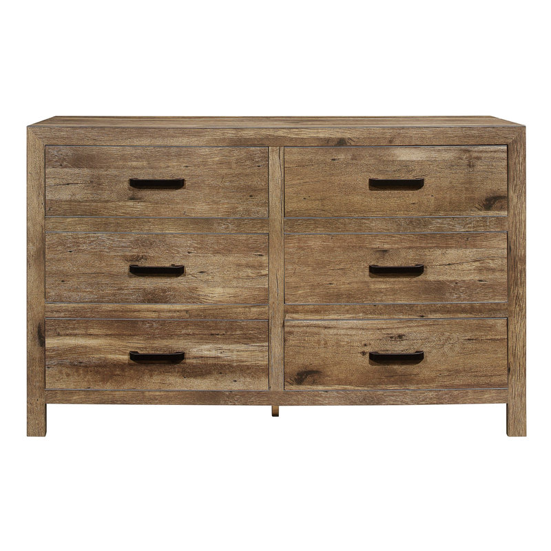 Commode de style rustique avec 6 tiroirs de rangement pour la chambre à coucher