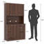 70,87 "de hauteur avec garde-robe et armoire de cuisine, avec 6 portes, 1 tablette ouverte et 1 tiroir pour la chambre à coucher, noyer 
