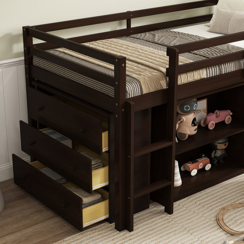 Lit mezzanine simple avec rangement et bureau