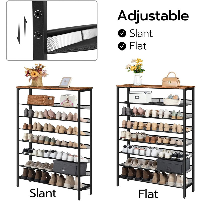 8 Tier Shoe Rack, 39.4"l Shoe Shelf, Large Capacity Shoe Storage Organizer For 30+ Pairs Of Shoes, Front Door Entrance, Entryway