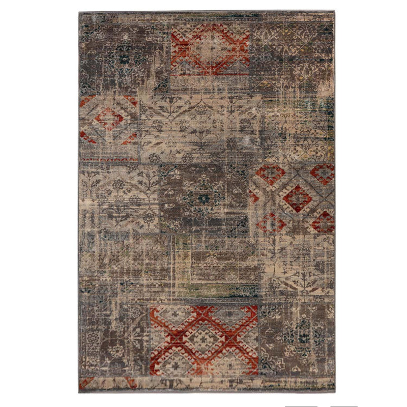 Nanaakua 100% Polypropylene Modern Distressed Patchwork Indoor Area Rug, Rectangle 8' x 10'