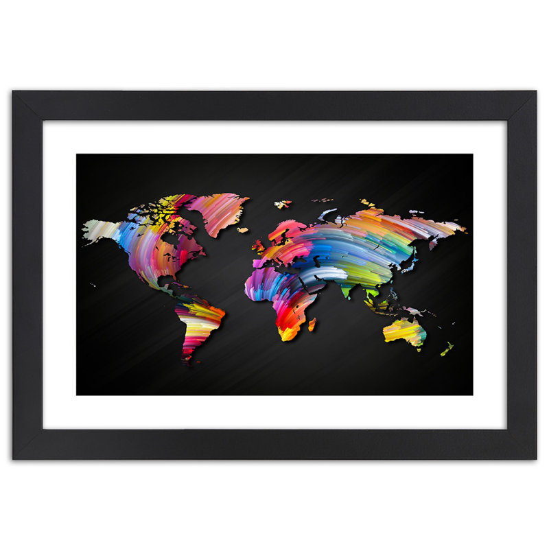 Coloured Cards - Single Picture Frame Print, 70cm H x 100cm W, Black