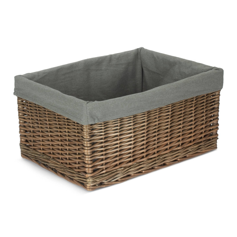 House Of Hampton Wicker Decorative Basket, Antique Wash Grey