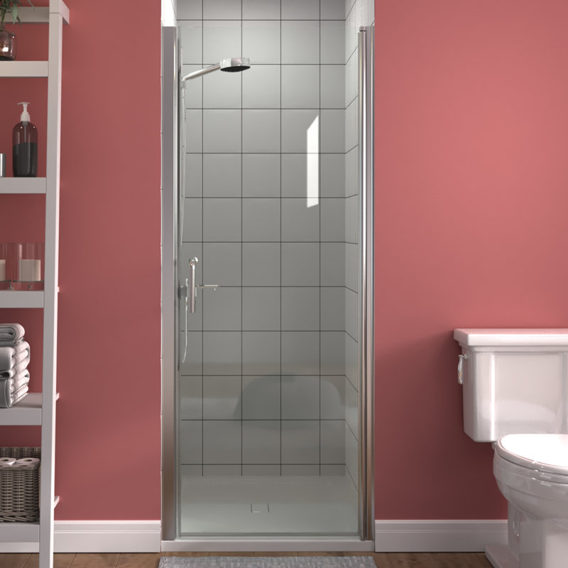 34-35 3/8 in. W x 72 in. H Pivot Frameless Shower Door With Clear Glass, Chrome