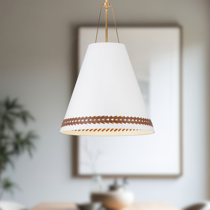Luminaire suspendu conique à 3 lumières Brickell, Blanc mat