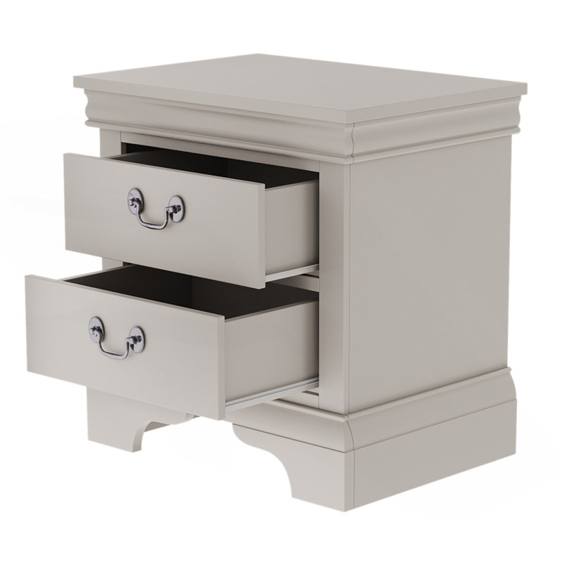 Table de chevet classique avec tiroirs spacieux, Blanc