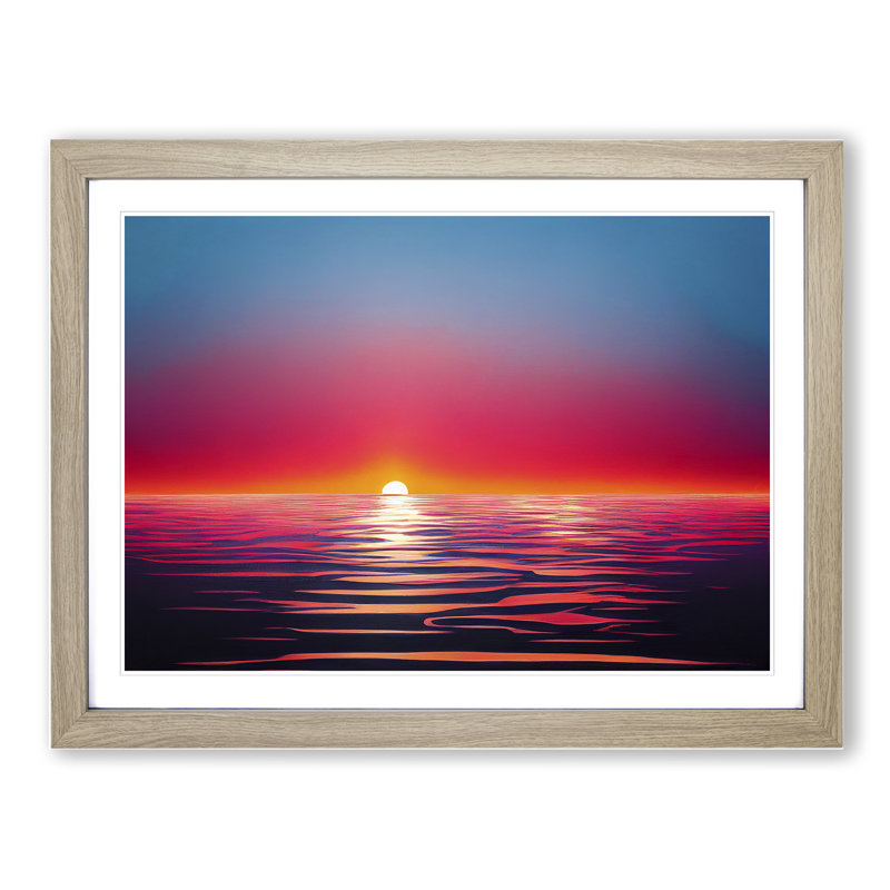 Exciting Sunset Seascape Framed Print, 34cm H x 46cm W x 2cm D, Oak