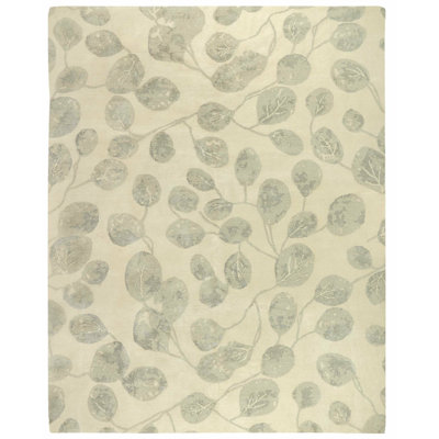 Eucalyptus Floral Area Rug in Gray/White