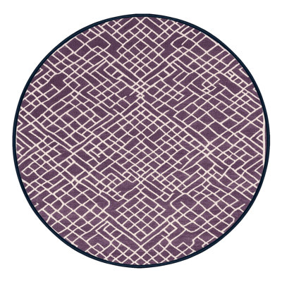 Machine Washable Trellis Purple Area Rug