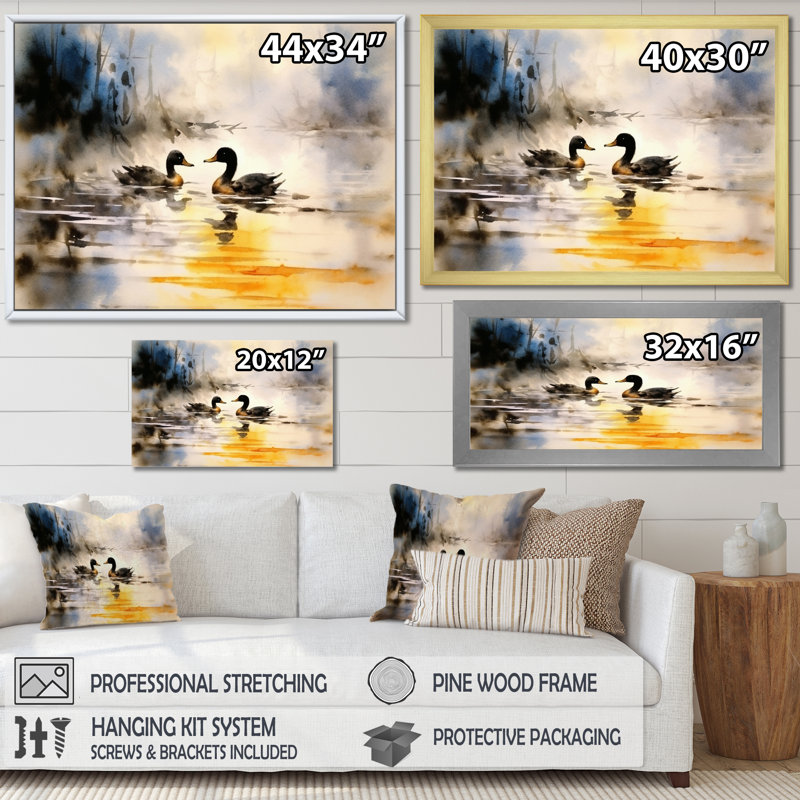 «Ducks In Pond III», reproduction sur toile, H 34 po x l 44 po x P 1,5 po, Toile tendue