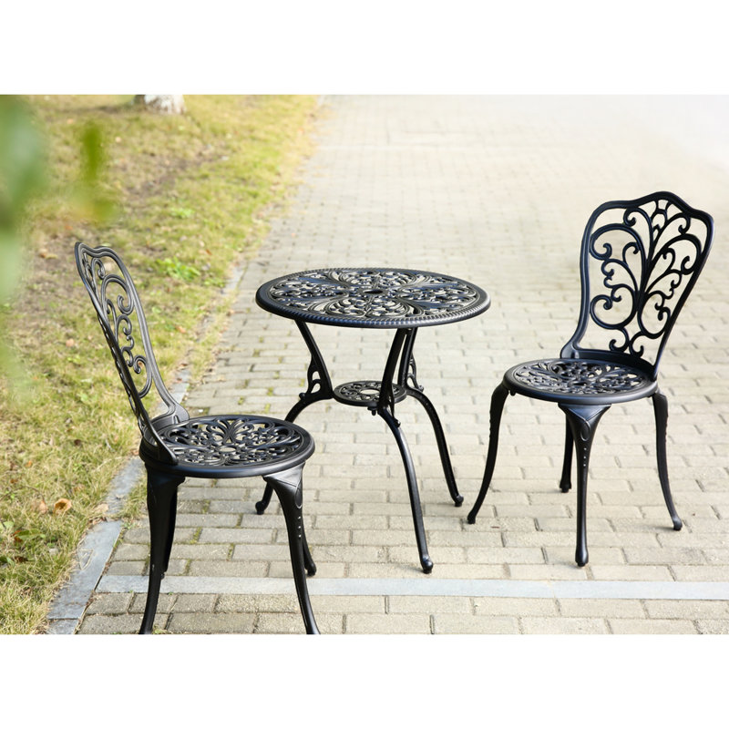 Patio Bistro - fonte d'aluminium, noir, pour le jardin et 3 facile à assembler