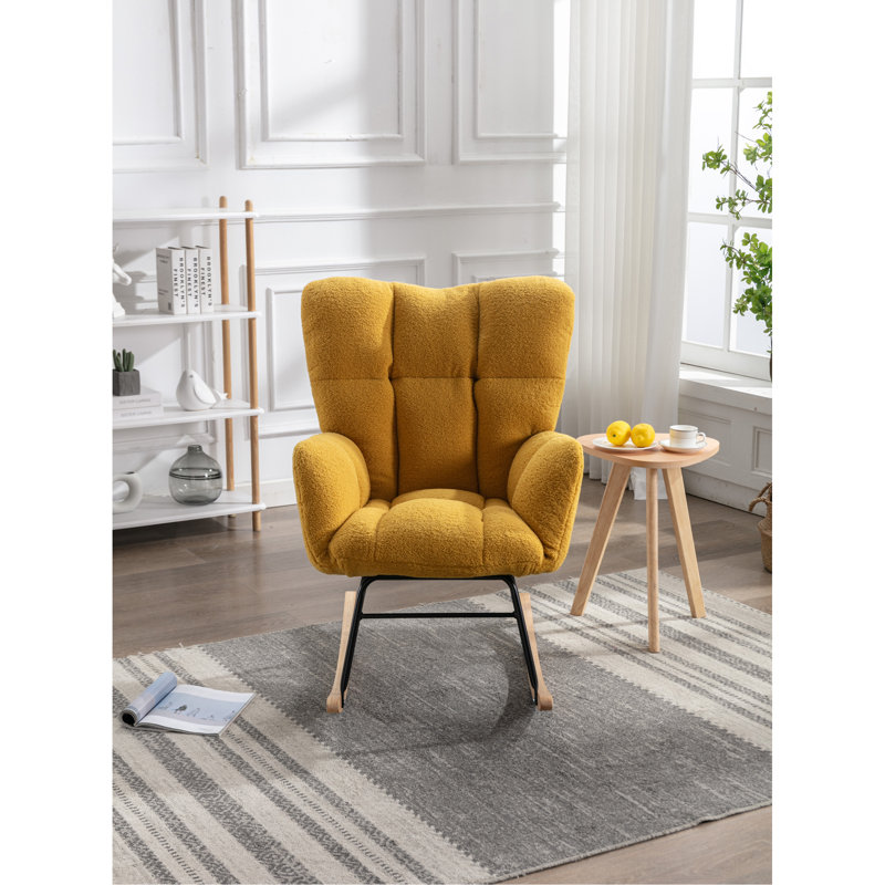 Chaise berçante moderne Marsa, Peluche jaune