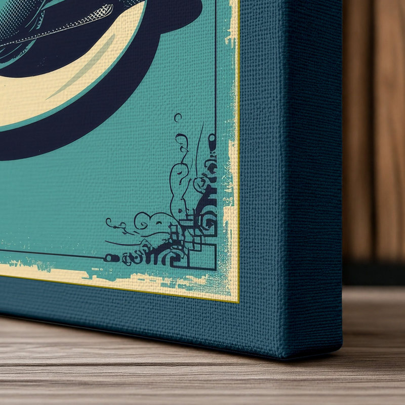 Coffee and Ideas Retro - Wrapped Canvas, 18x12 - 45.7 x 30.5 cm, Teal Border