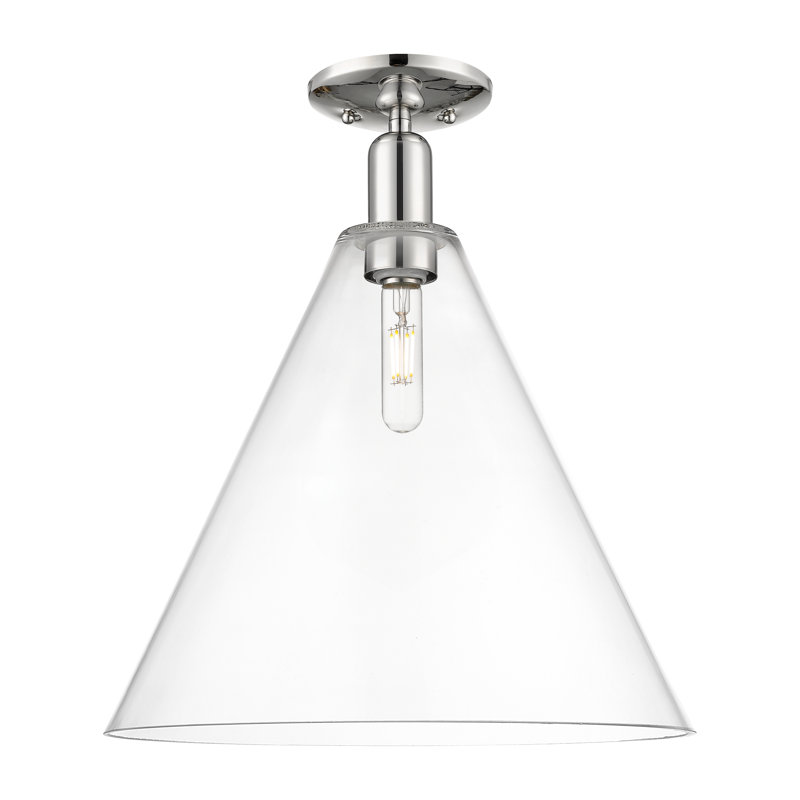 Arcadia - Berkshire Glass - 1 Light Semi-Flush Mount, Polished Nickel